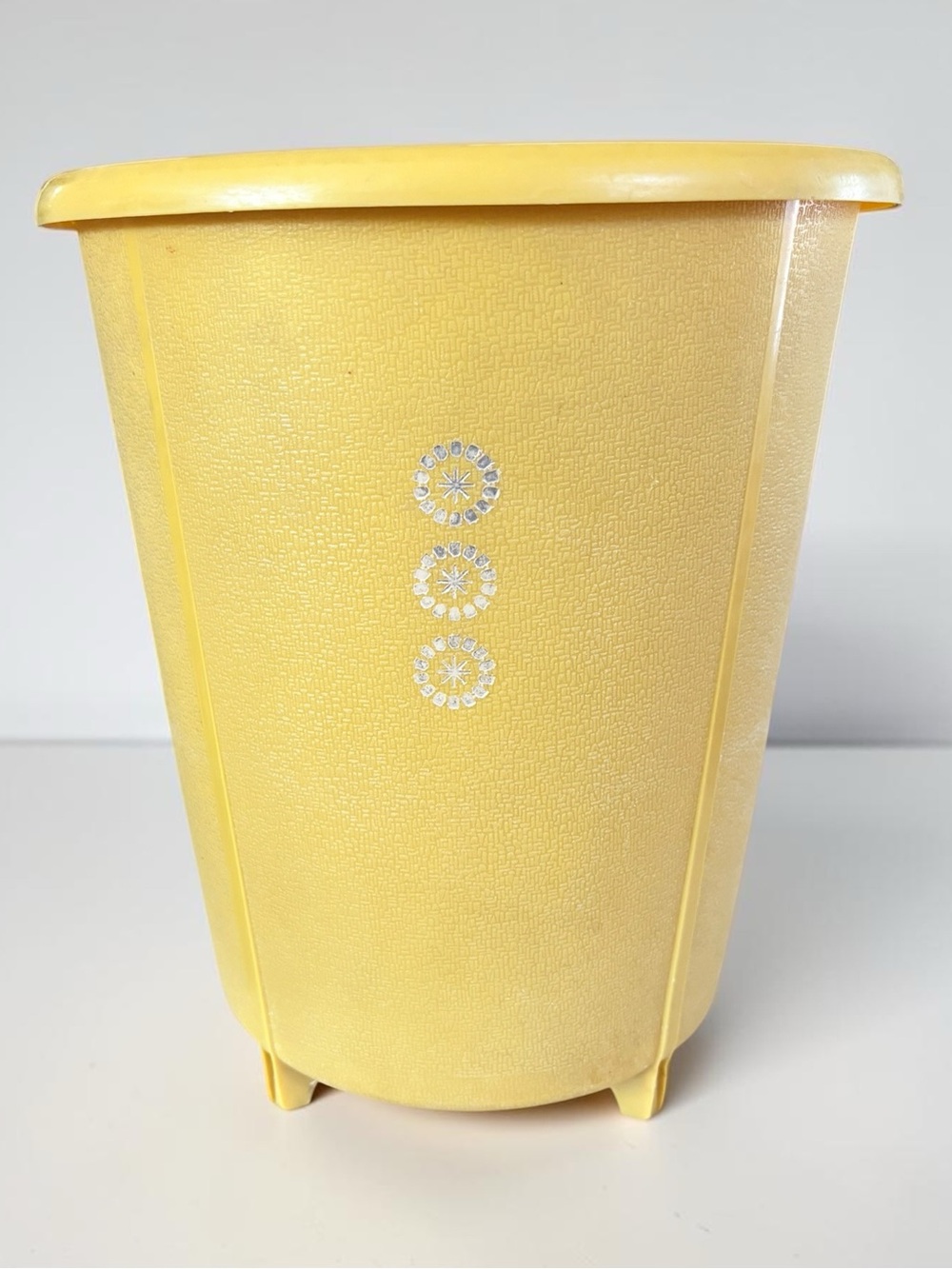 Vintage Rubbermaid Yellow Waste Basket Mid Century Trash Can